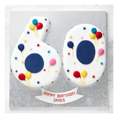 60th Birthday Balloon & Stars Cake