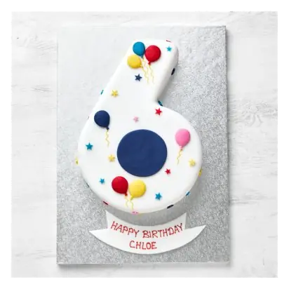 6th Birthday Balloon & Stars Cake