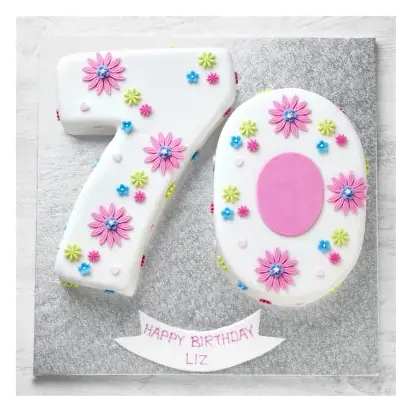 70th Birthday Flowers Cake