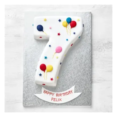 7th Birthday Balloon & Stars Cake