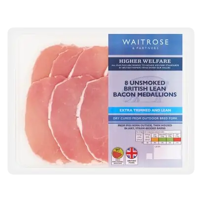 8 Unsmoked Dry Cured Extra Lean Bacon Medallions