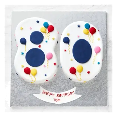 80th Birthday Balloon & Stars Cake