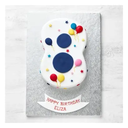 8th Birthday Balloon & Stars Cake
