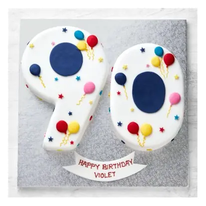 90th Birthday Balloon & Stars Cake