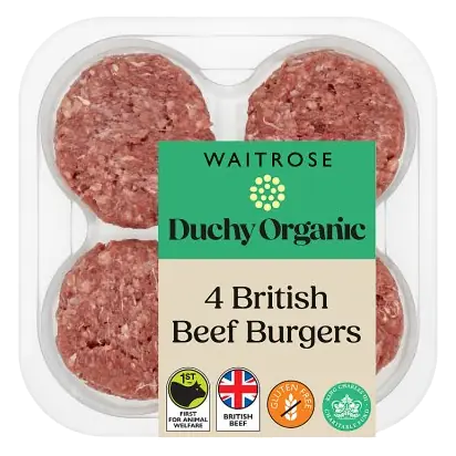 Duchy Organic British Beef 4 Burgers