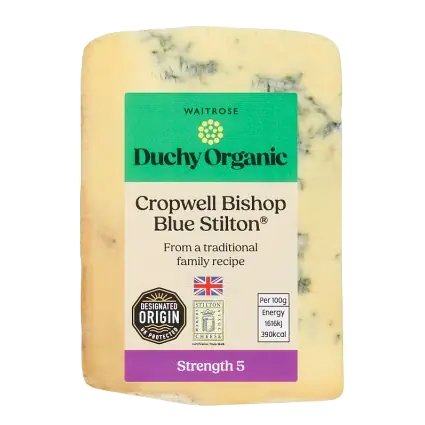 Duchy Organic Cropwell Bishop PDO Blue Stilton Cheese Strength 5