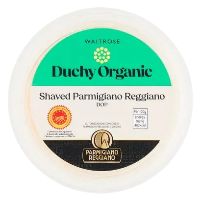 Duchy Organic Parmigiano Reggiano DOP Shaved Parmesan Cheese Strength 6