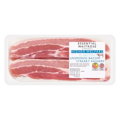 Essential 12 Unsmoked Streaky Bacon Rashers