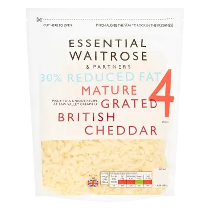 Essential 30% Reduced Fat Mature Grated Cheddar Cheese Strength 4