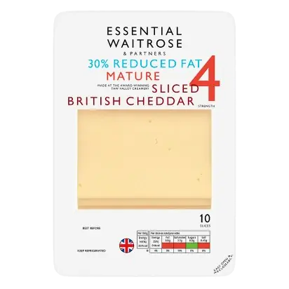 Essential 30% Reduced Fat Mature Sliced Cheddar Cheese Strength 4