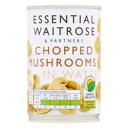 Essential Chopped Mushrooms in Water