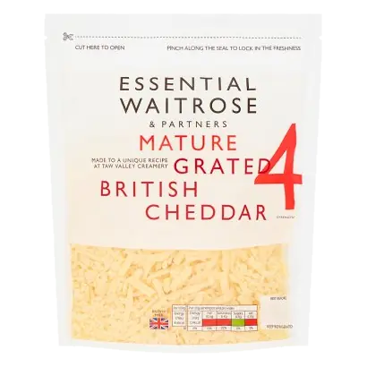 Essential Mature Grated Cheddar Cheese Strength 4
