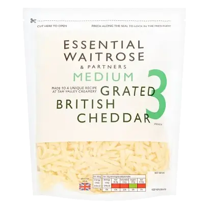 Essential Medium Grated Cheddar Cheese Strength 3