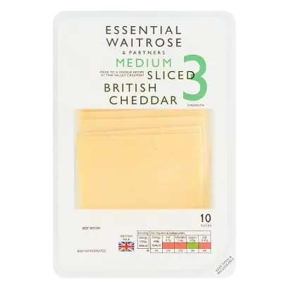Essential Medium Sliced Cheddar Cheese Strength 3