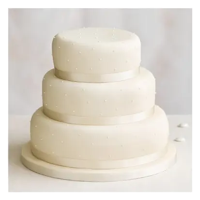Fruit, Golden & Chocolate Sponge 3-Tier Dotted Ribbon Wedding Cake
