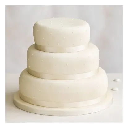 Golden Sponge 3-Tier Dotted Ribbon Wedding Cake