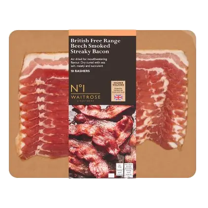 No.1 10 Free Range Beech Smoked Dry Cured Streaky Bacon Rashers