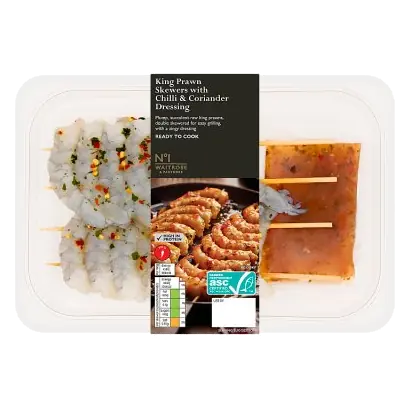 No.1 BBQ Prawn Skewers with Chilli & Coriander Dressing