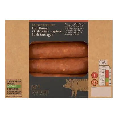 No.1 British Free Range 4 Calabrian Pork Sausages