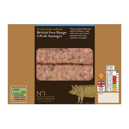 No.1 British Free Range 4 Pork Sausages