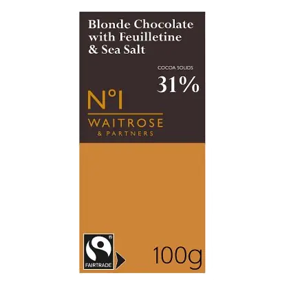 No.1 Fairtrade Blonde Chocolate with Feuilletine & Sea Salt