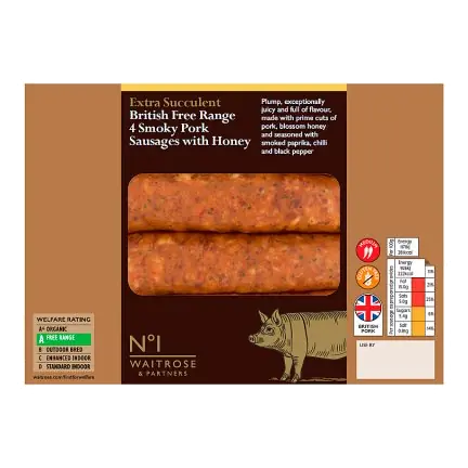 No.1 Free Range 4 Smoky Pork Sausages with Honey