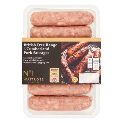No.1 Free Range 6 Cumberland Pork Sausages