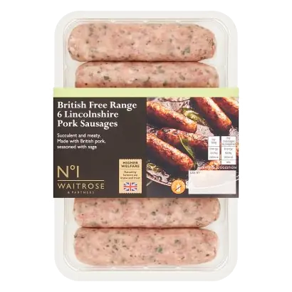 No.1 Free Range 6 Lincolnshire Pork Sausages
