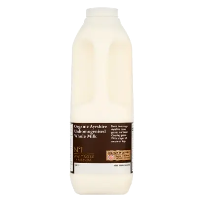 No.1 Organic Unhomogenised Ayrshire Whole Milk