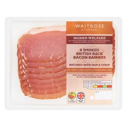 Sweet Cured Smoked Back Bacon with Maple Syrup