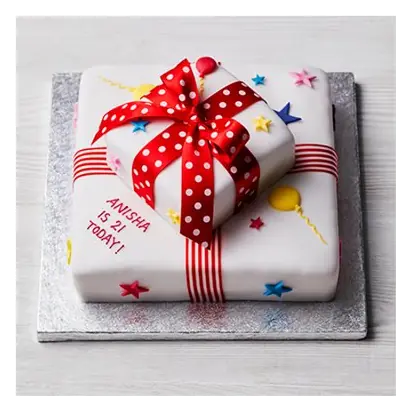 Two Tier Balloon & Stars Parcel Cake
