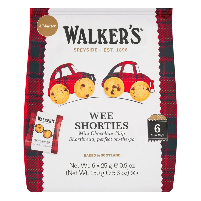 6 x 25g Wee Shorties Mini Choc Chip Shortbread