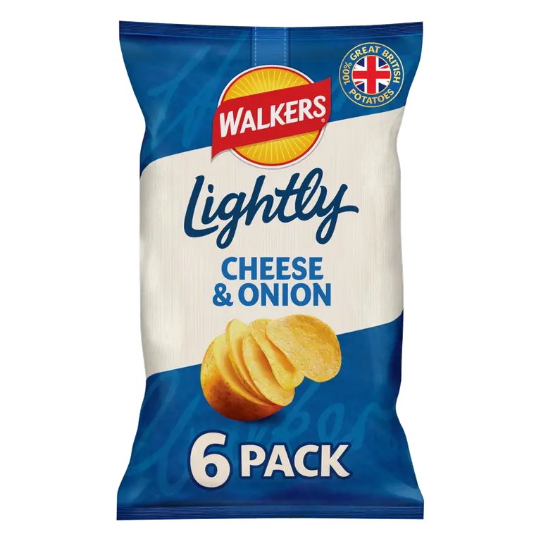 Lightly Cheese & Onion Multipack Crisps 6 x 25g