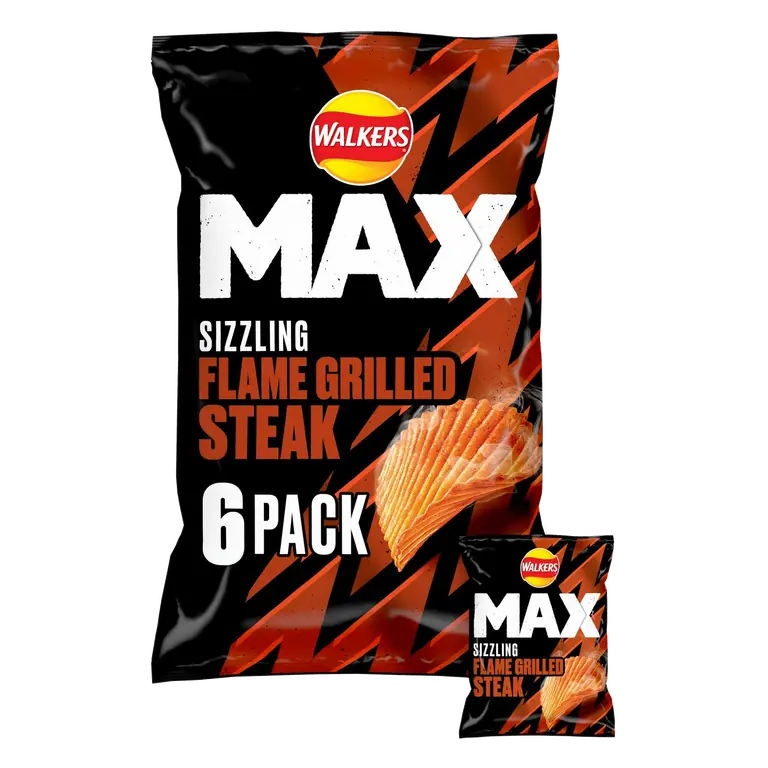 Max 6 x 27g Sizzling Flame Grilled Steak Multipack Crisps