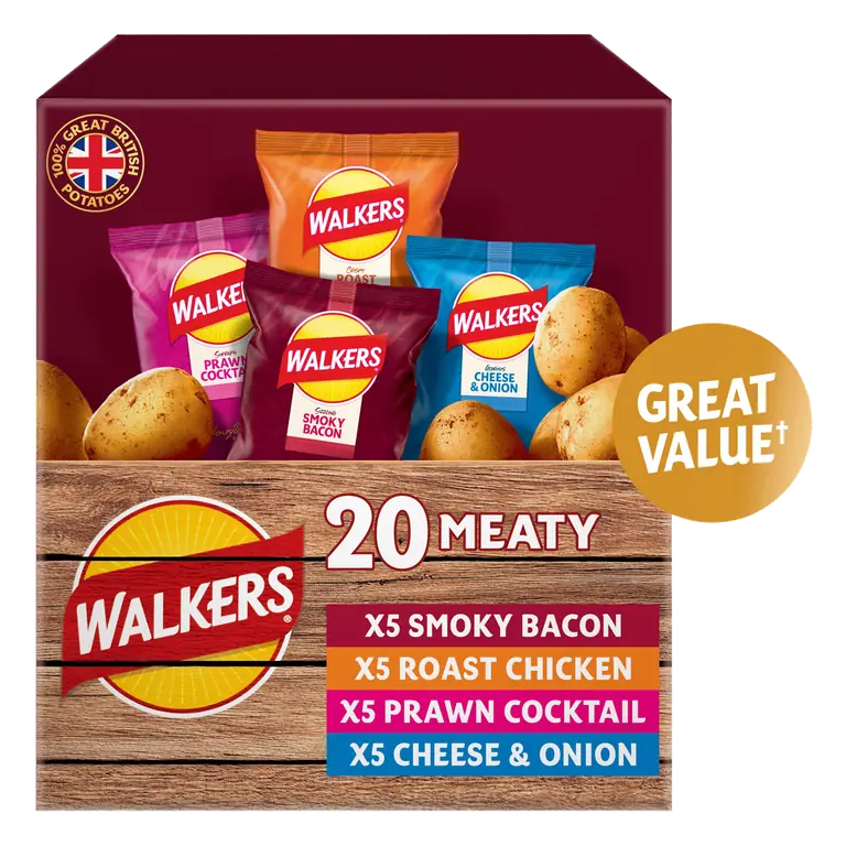 Walkers Meaty Variety Multipack Crisps Box 20x25g