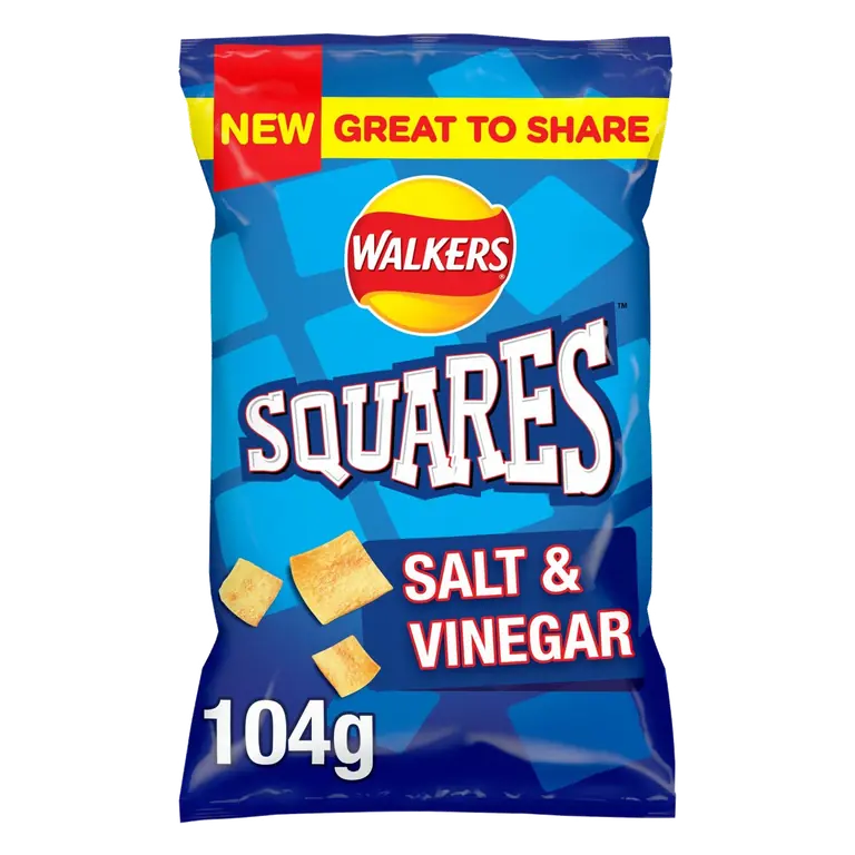 Squares Salt & Vinegar Sharing Snacks Crisps 104g