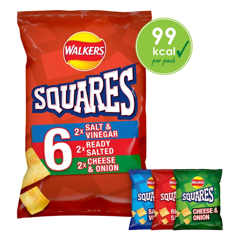 Walkers Squares Snacks Variety Multipack Crisps 6x22g