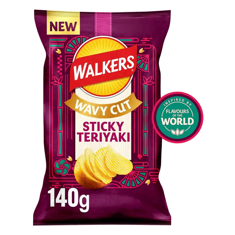 Walkers Wavy 140g Sticky Teriyaki Ridged Sharing Crisps