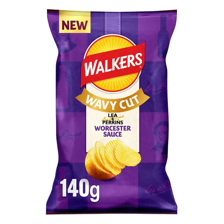 Walkers Wavy 140g Worcester Sauce Ridged Sharing Crisps