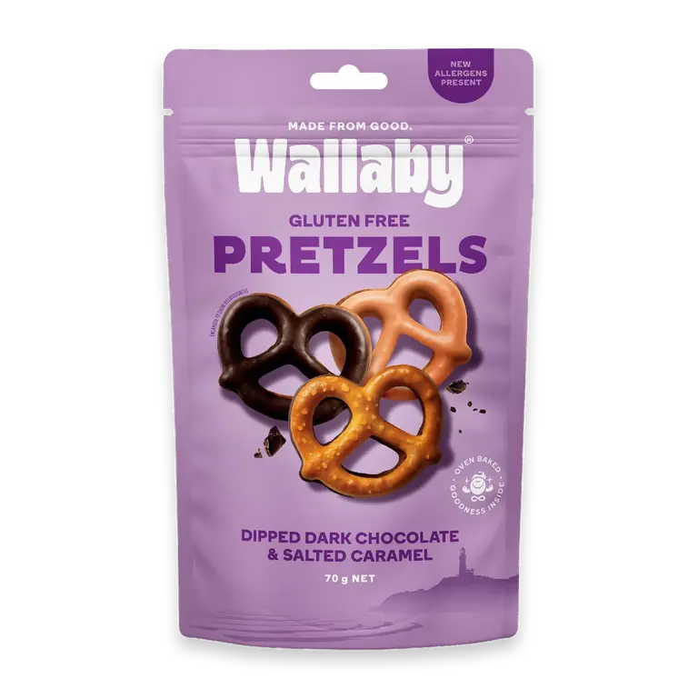 Gluten Free Pretzels Dark Chocolate & Salted Caramel