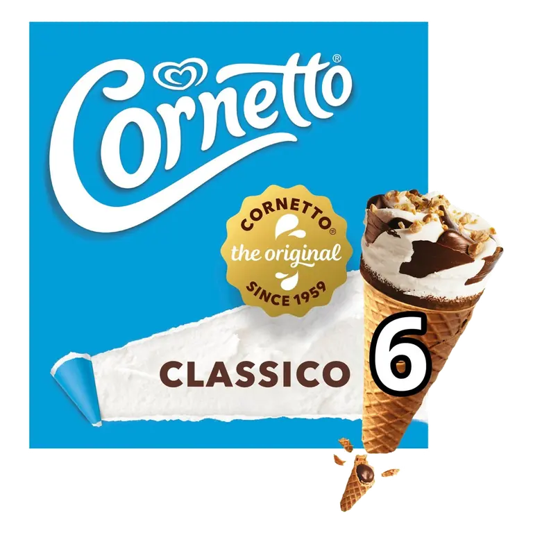 Cornetto Classico Ice Cream Cones 6 x 90ml