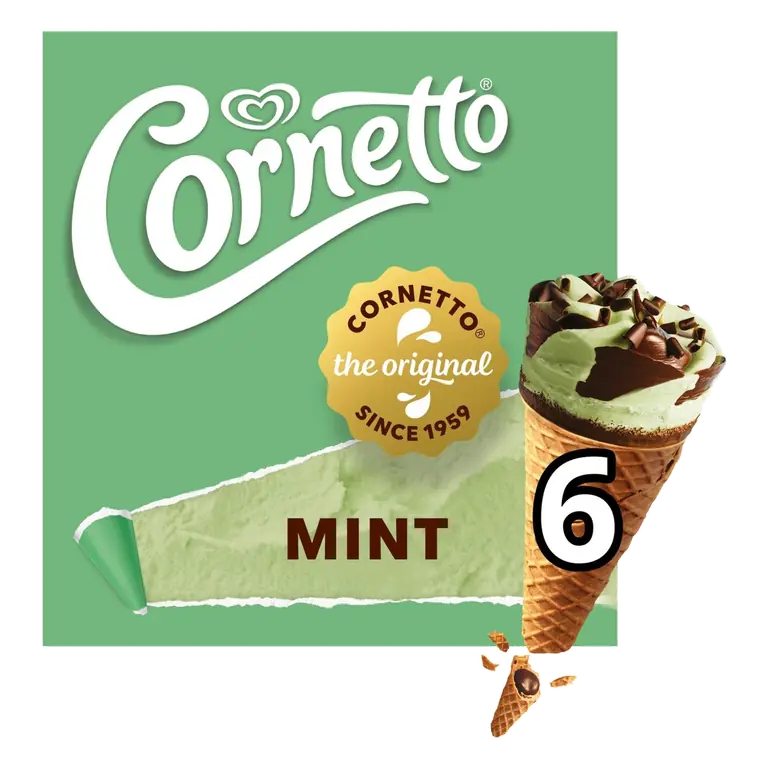 Cornetto Mint Ice Cream Cones 6 x 90ml
