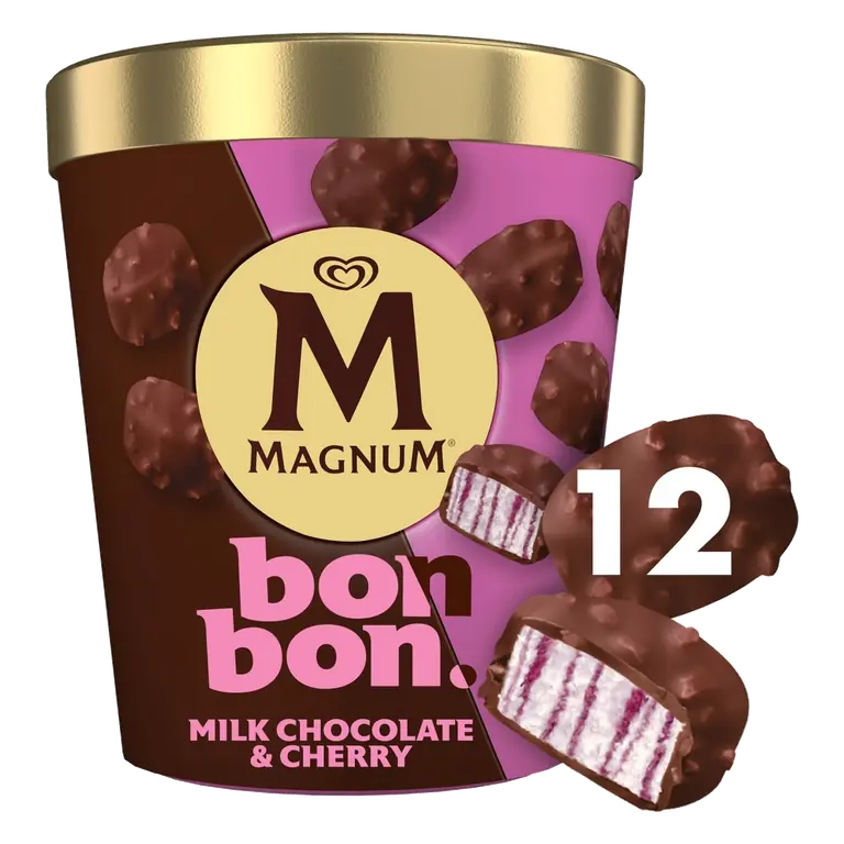 Magnum Bonbon Cherry & Milk Chocolate Ice Cream Frozen Snack 12 pack