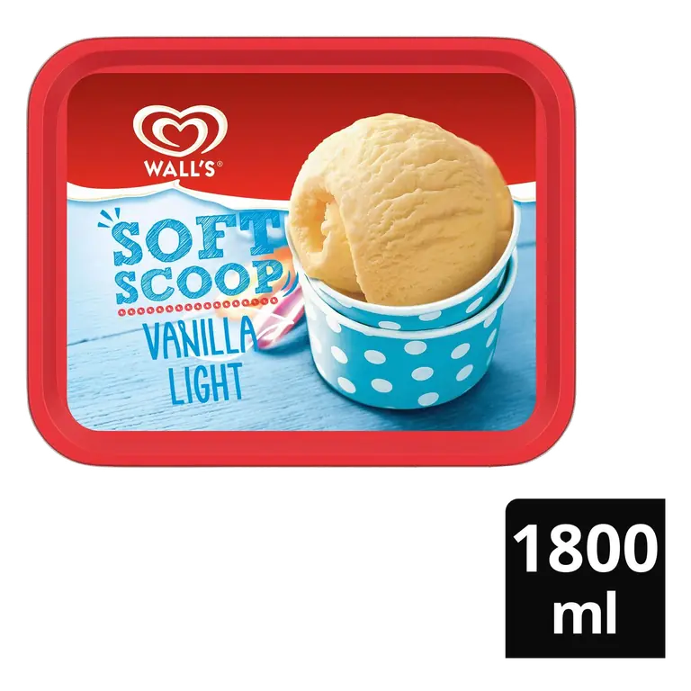 Soft Scoop Vanilla Light Reduced Fat Ice Cream Dessert Tub 1.8L