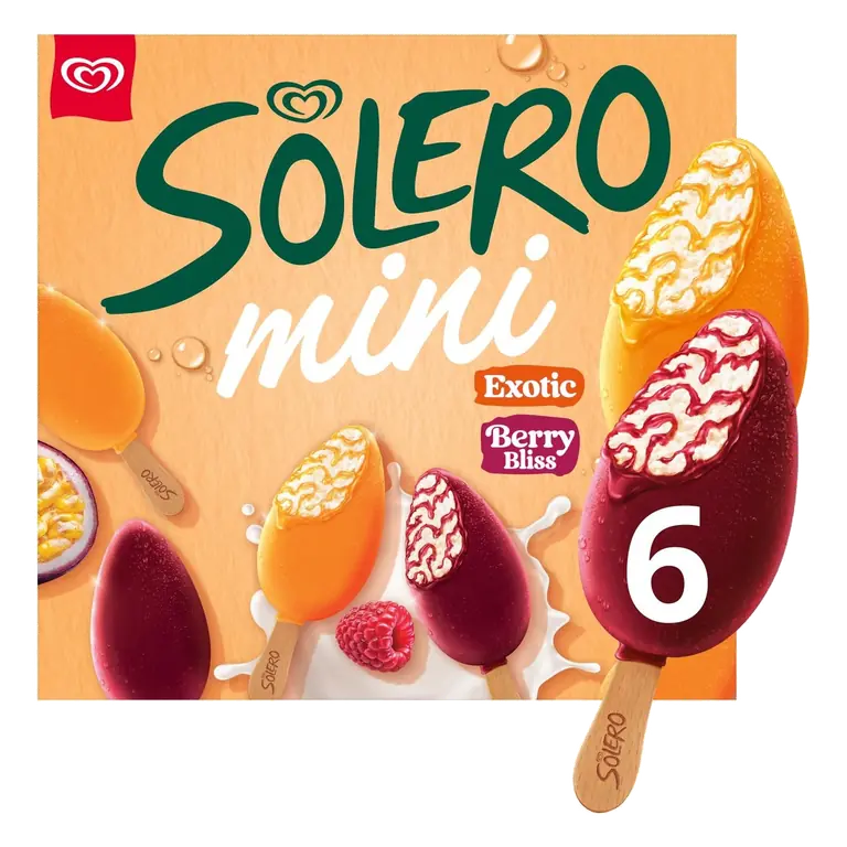 Solero Mini Exotic & Berry Bliss Ice Cream Sticks 6 x 50ml