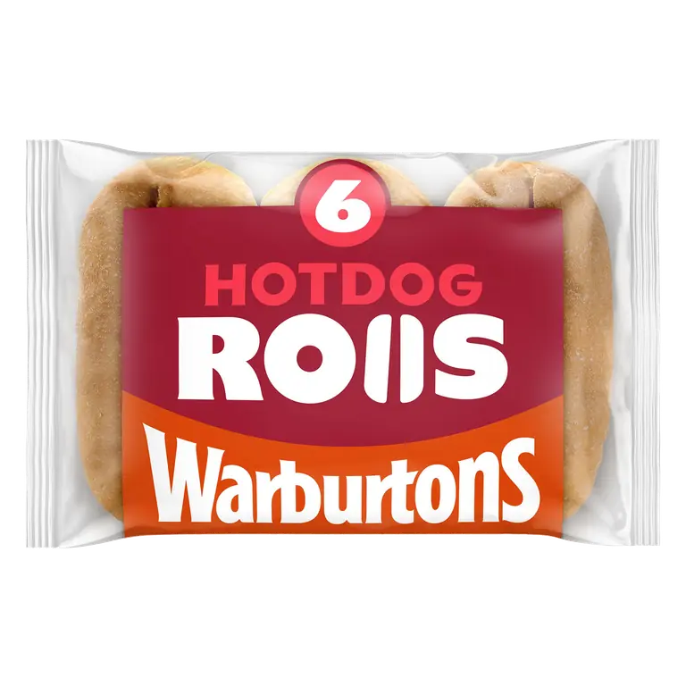Warburtons 6 Soft & Sliced Hotdog Rolls