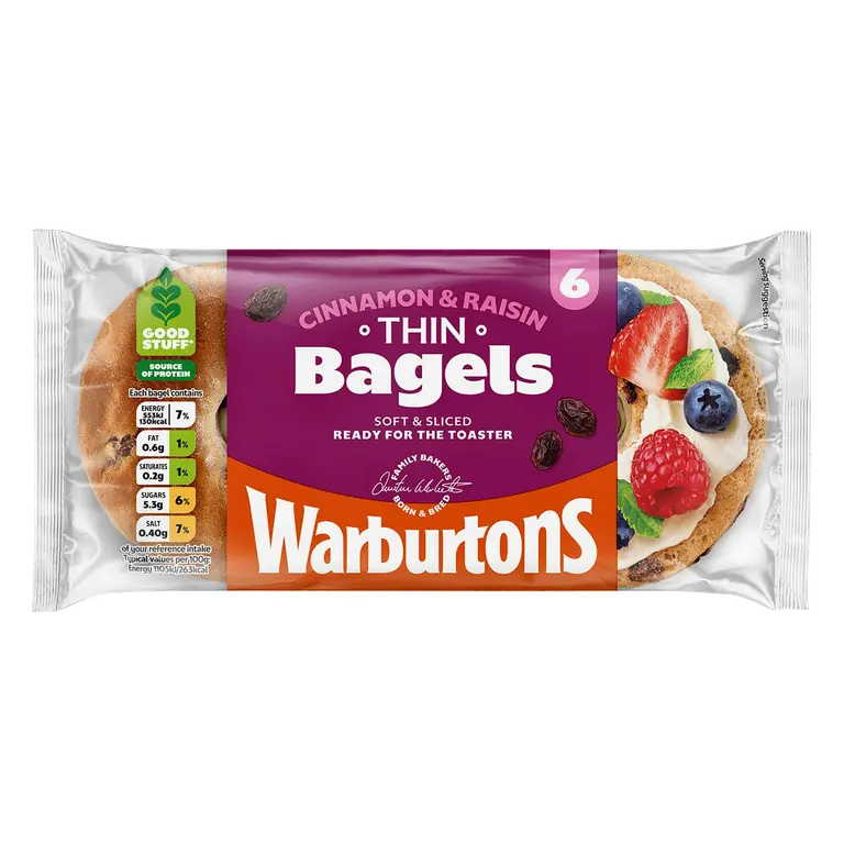 Cinnamon & Raisin Thin Bagels x6