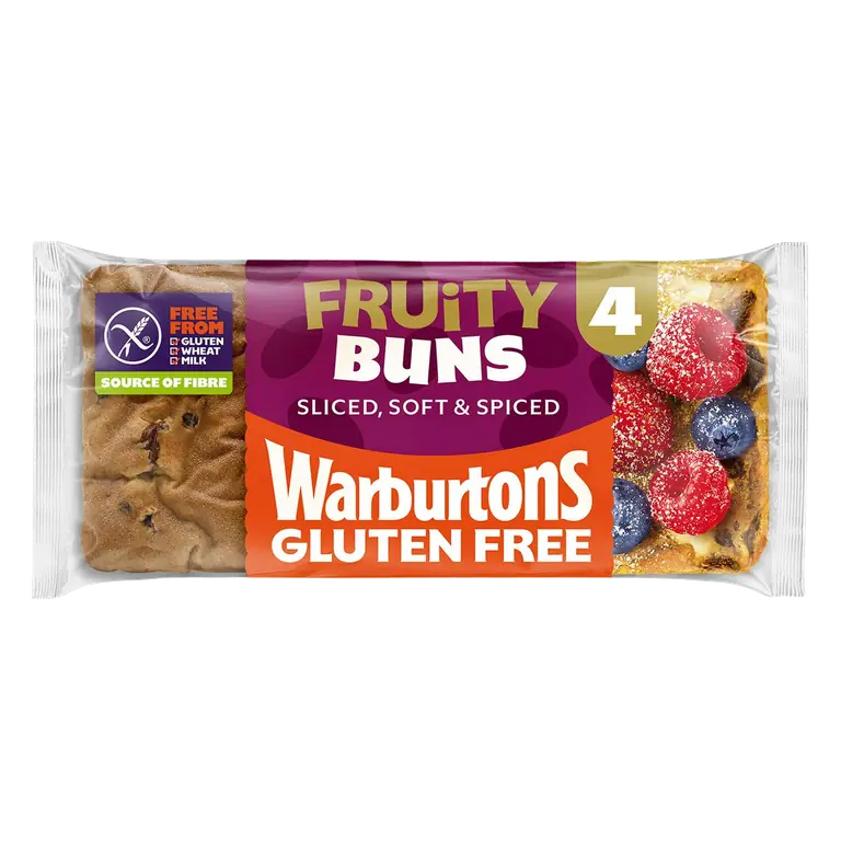 Gluten Free Cinnamon & Raisin Sliced Fruity Buns x4