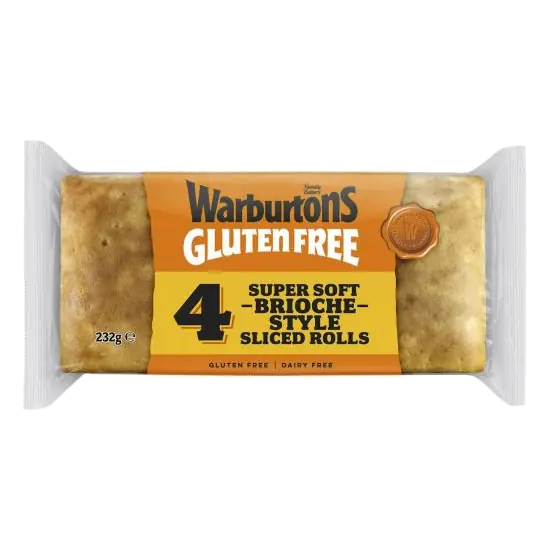Gluten Free Soft Sliced Brioche Style Rolls 4 Pack