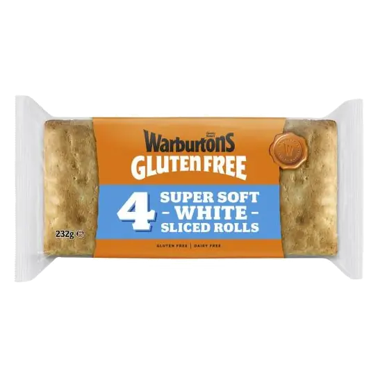 Gluten Free Super Soft Sliced White Rolls 4 Pack